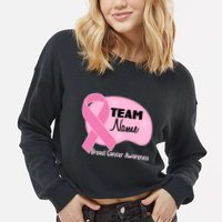 Personalize Team Name Breast Cancer Awareness Custom Cropped Pullover Crew