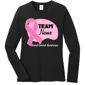 Personalize Team Name Breast Cancer Awareness Custom Ladies Long Sleeve Shirt