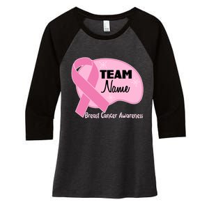 Personalize Team Name Breast Cancer Awareness Custom Women's Tri-Blend 3/4-Sleeve Raglan Shirt