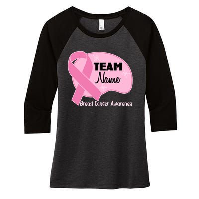 Personalize Team Name Breast Cancer Awareness Custom Women's Tri-Blend 3/4-Sleeve Raglan Shirt