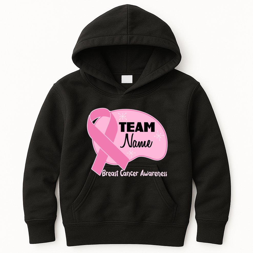 Personalize Team Name Breast Cancer Awareness Custom Kids Hoodie
