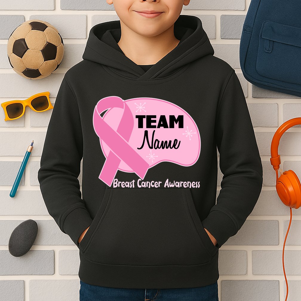 Personalize Team Name Breast Cancer Awareness Custom Kids Hoodie