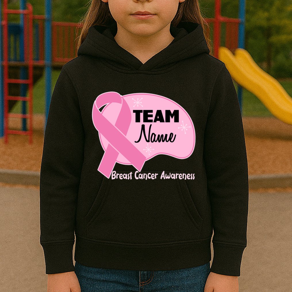 Personalize Team Name Breast Cancer Awareness Custom Kids Hoodie