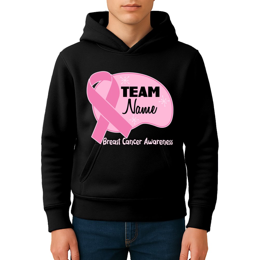 Personalize Team Name Breast Cancer Awareness Custom Kids Hoodie