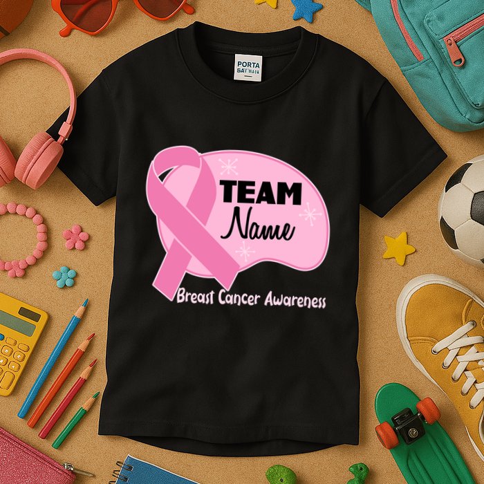 Personalize Team Name Breast Cancer Awareness Custom Kids T-Shirt