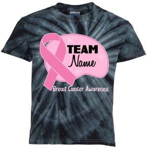 Personalize Team Name Breast Cancer Awareness Custom Kids Tie-Dye T-Shirt