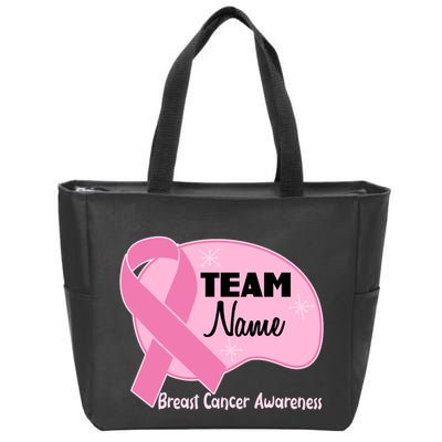 Personalize Team Name Breast Cancer Awareness Custom Zip Tote Bag