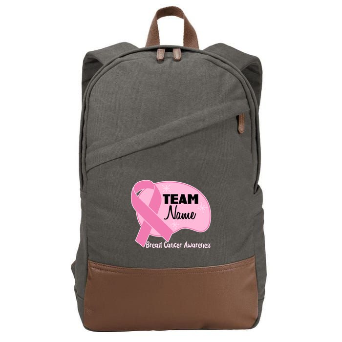 Personalize Team Name Breast Cancer Awareness Custom Cotton Canvas Backpack