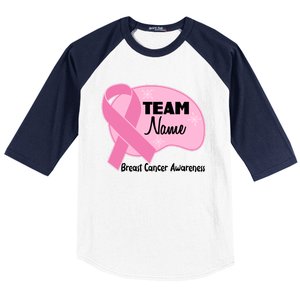 Personalize Team Name Breast Cancer Awareness Custom Baseball Sleeve Shirt