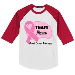 Personalize Team Name Breast Cancer Awareness Custom Kids Colorblock Raglan Jersey