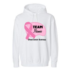 Personalize Team Name Breast Cancer Awareness Custom Garment-Dyed Fleece Hoodie