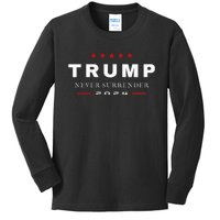 President Trump Never Surrender 2024 Maga Kids Long Sleeve Shirt