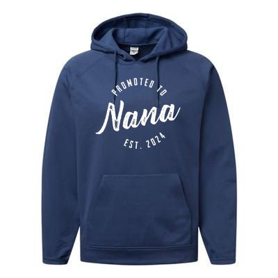 Promoted To Nana Again Est 2024 Pregnancy Announcement Performance Fleece Hoodie