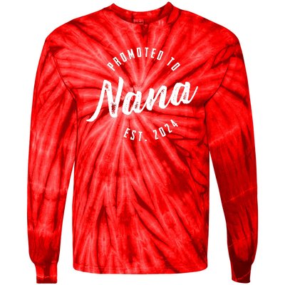 Promoted To Nana Again Est 2024 Pregnancy Announcement Tie-Dye Long Sleeve Shirt