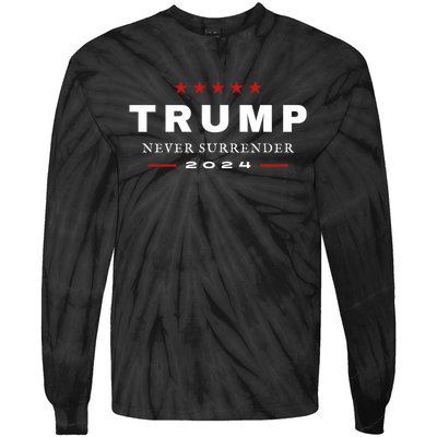 President Trump Never Surrender 2024 Maga Patriotic Tie-Dye Long Sleeve Shirt