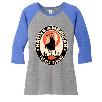 Pueblo Tribe Native American Pride Art Deco Logo Gift Women's Tri-Blend 3/4-Sleeve Raglan Shirt