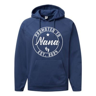 Promoted To Nana Again Est 2024 Pregnancy Announcement Performance Fleece Hoodie