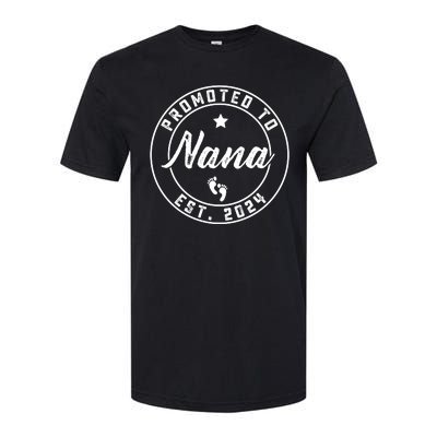 Promoted To Nana Again Est 2024 Pregnancy Announcement Softstyle CVC T-Shirt