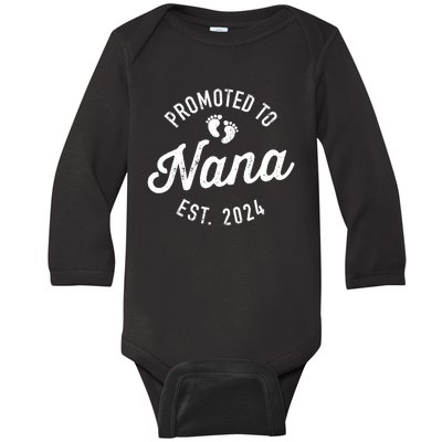 Promoted To Nana Est. 2024 For New Baby Shower Grandma Baby Long Sleeve Bodysuit