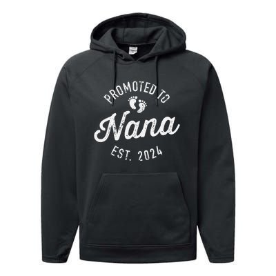 Promoted To Nana Est. 2024 For New Baby Shower Grandma Performance Fleece Hoodie