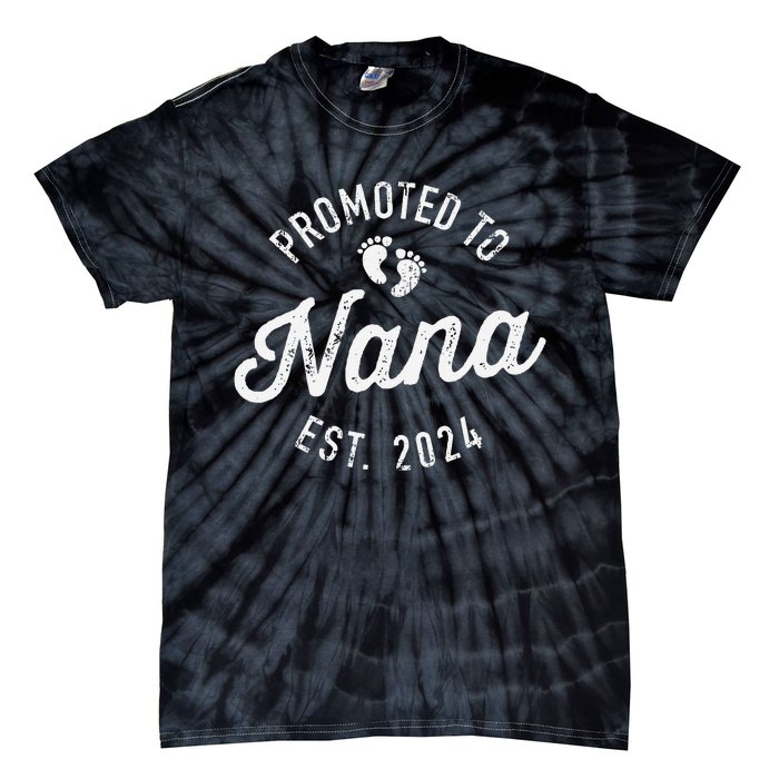 Promoted To Nana Est. 2024 For New Baby Shower Grandma Tie-Dye T-Shirt