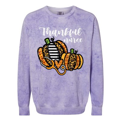 Pumpkin Thankful Nurse Thanksgiving Scrub Top Fall RN Colorblast Crewneck Sweatshirt