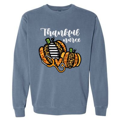 Pumpkin Thankful Nurse Thanksgiving Scrub Top Fall RN Garment-Dyed Sweatshirt