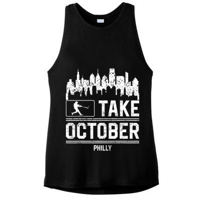 Philly_ Take October Philadelphia Fan Baseball Lovers Ladies PosiCharge Tri-Blend Wicking Tank