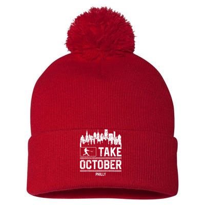 Philly_ Take October Philadelphia Fan Baseball Lovers Pom Pom 12in Knit Beanie