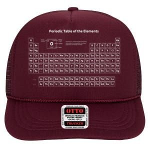 Periodic Table Of The Elements Chemists Nerd Gift Chemistry High Crown Mesh Back Trucker Hat