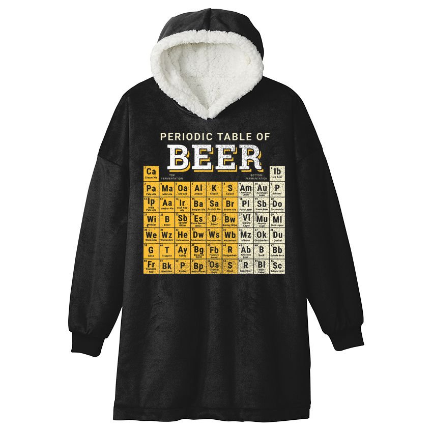 Periodic Table Of Beer Sketch Hooded Wearable Blanket