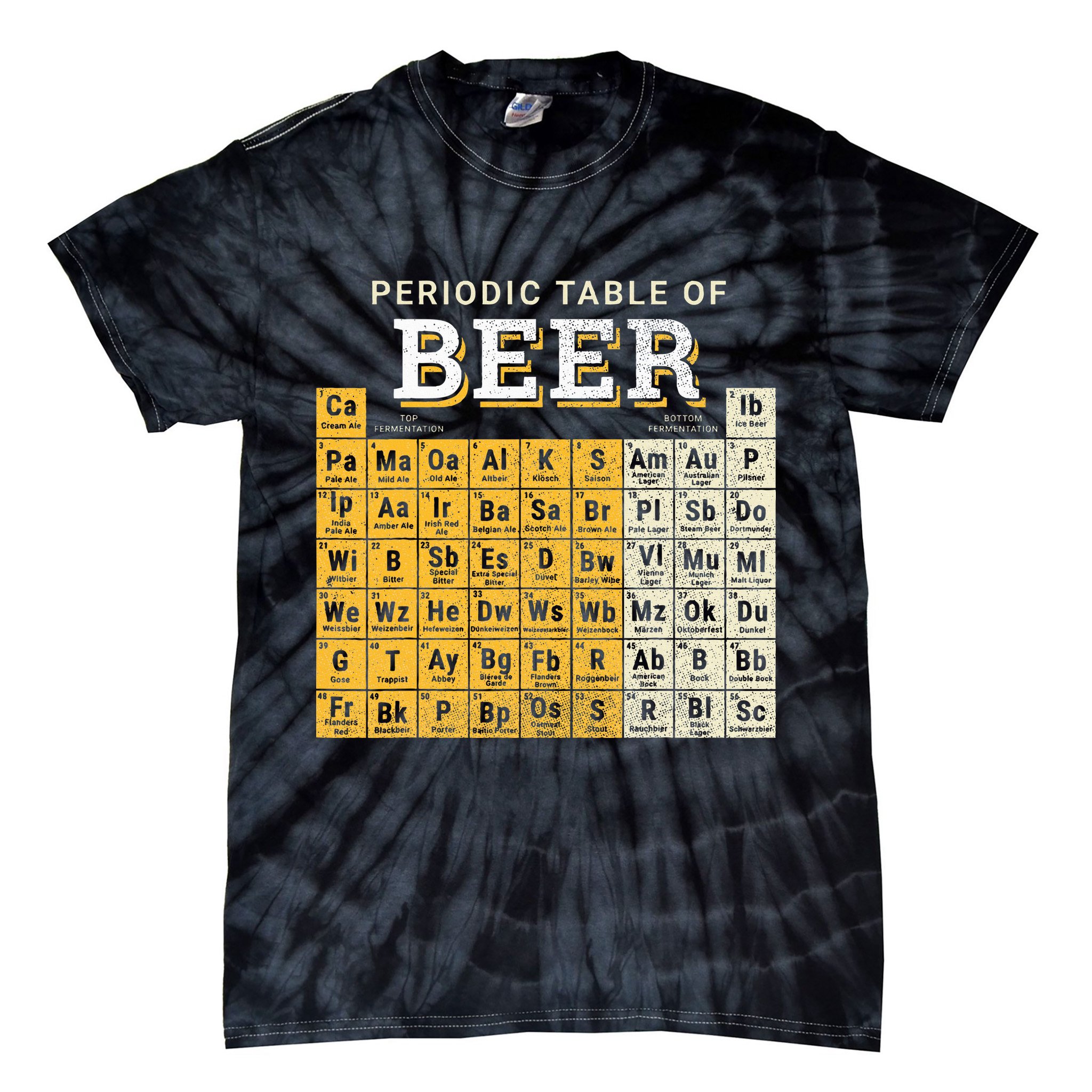 Periodic Table Of Beer Sketch Tie-Dye T-Shirt