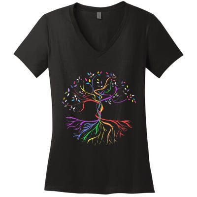 Pride Tree Of Life Women's V-Neck T-Shirt