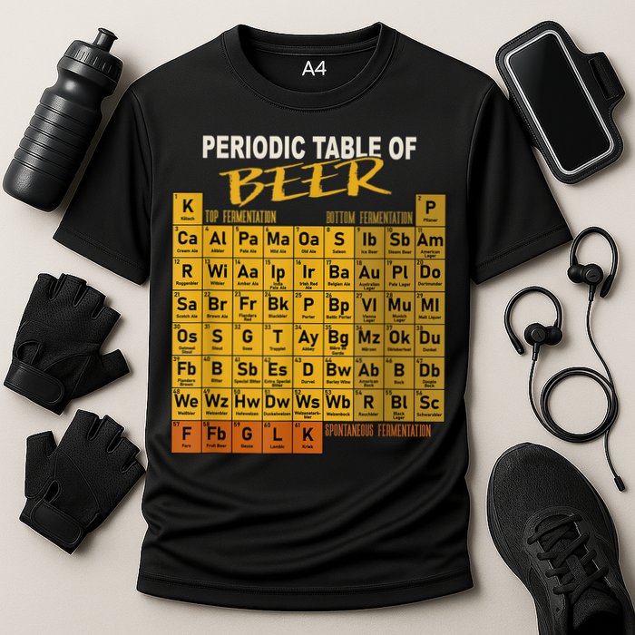 Periodic Table Of Beer Craft Beer Style Brewery Cooling Performance Crew T-Shirt