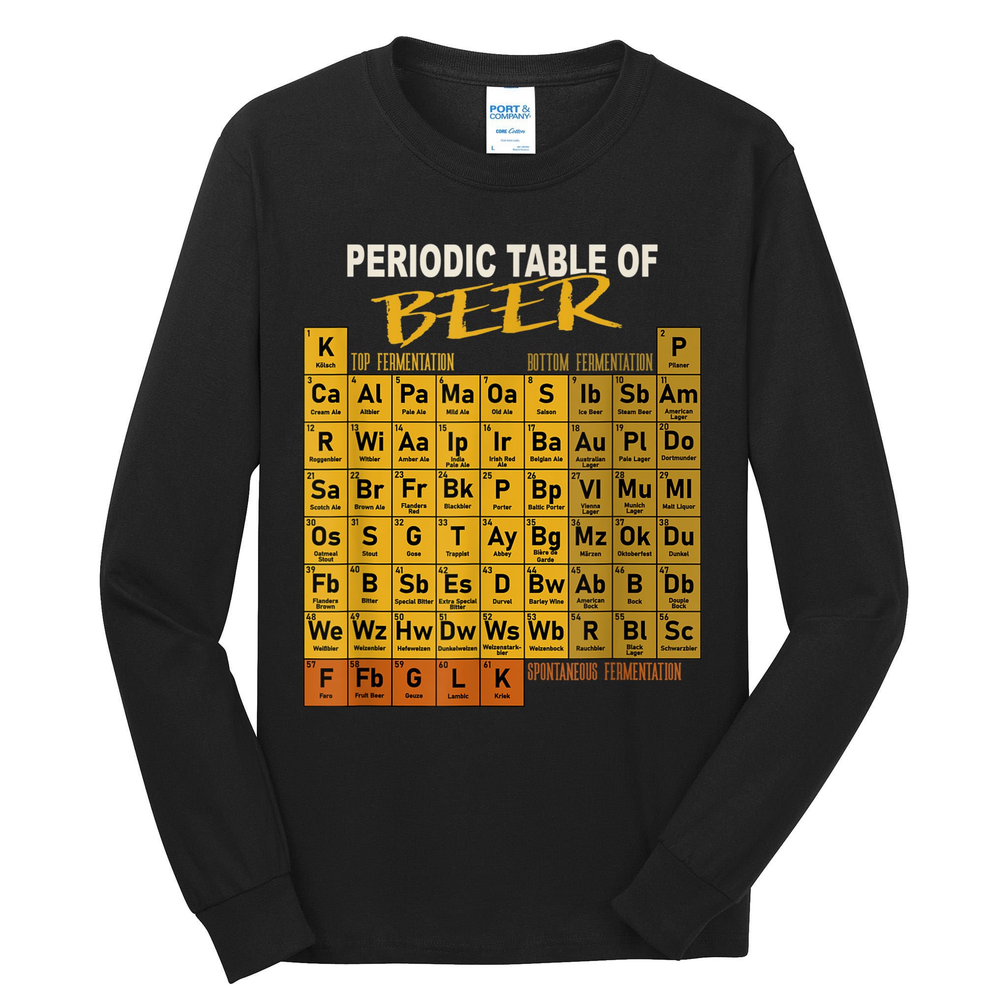 Periodic Table Of Beer Craft Beer Style Brewery Tall Long Sleeve T-Shirt
