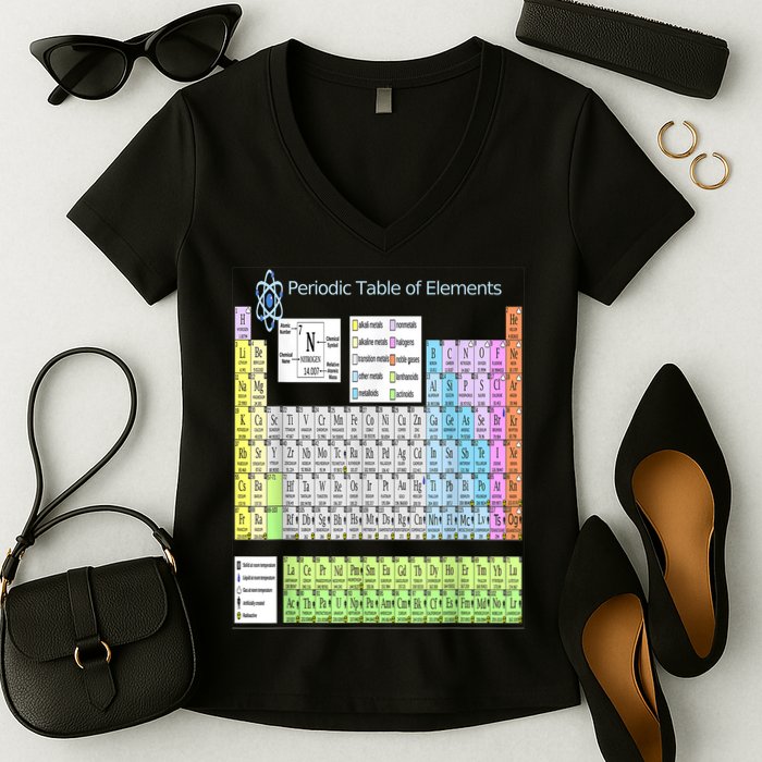 Periodic Table Of Elements For Classical And STEM Education Women's V-Neck T-Shirt