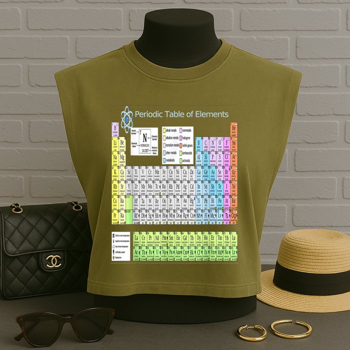 Periodic Table Of Elements For Classical And STEM Education Garment-Dyed Women's Muscle Tee