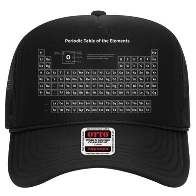 Periodic Table Of The Elements Chemists Nerd Chemistry High Crown Mesh Back Trucker Hat