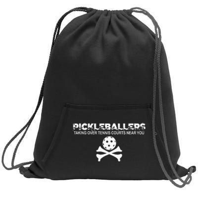 Pickleballers Taking Over Tennis Courts Near You Pickleball Sweatshirt Cinch Pack Bag