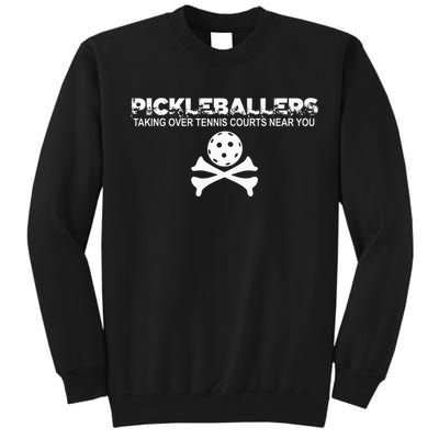 Pickleballers Taking Over Tennis Courts Near You Pickleball Tall Sweatshirt