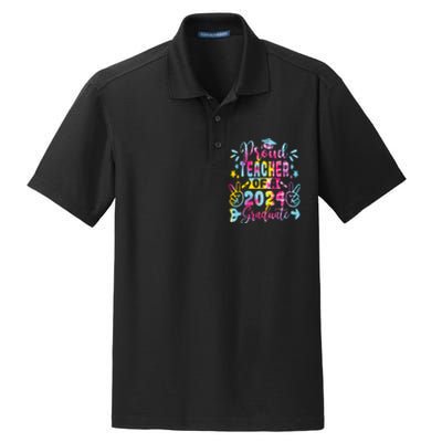 Proud Teacher Of A Class Of 2024 Graduate Tie Dye Dry Zone Grid Polo