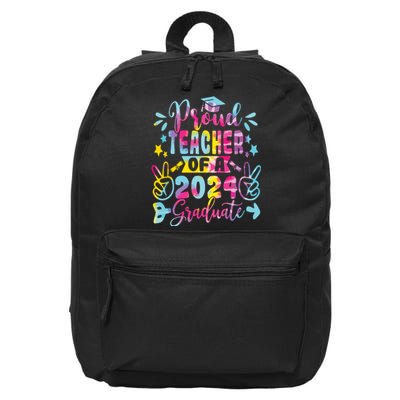 Proud Teacher Of A Class Of 2024 Graduate Tie Dye 16 in Basic Backpack