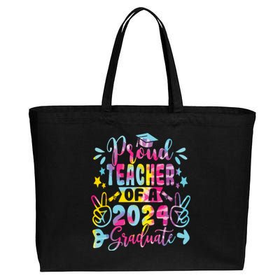 Proud Teacher Of A Class Of 2024 Graduate Tie Dye Cotton Canvas Jumbo Tote