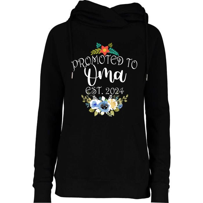 Promoted To Oma Est 2024 Funny Floral Mothers Day Womens Funnel Neck Pullover Hood