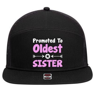 Promoted To Oldest Sister Older Sister Mother's Day 7 Panel Mesh Trucker Snapback Hat