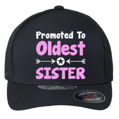 Promoted To Oldest Sister Older Sister Mother's Day Flexfit Unipanel Trucker Cap