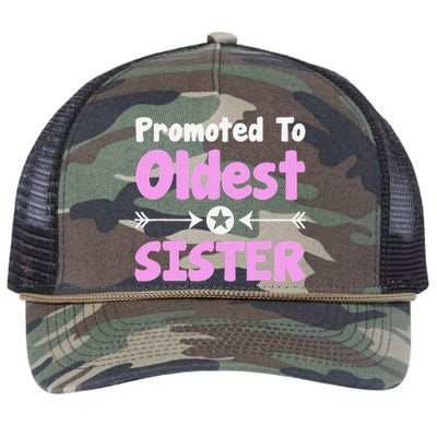 Promoted To Oldest Sister Older Sister Mother's Day Retro Rope Trucker Hat Cap