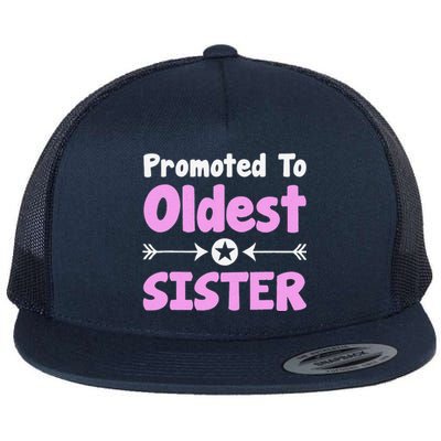 Promoted To Oldest Sister Older Sister Mother's Day Flat Bill Trucker Hat