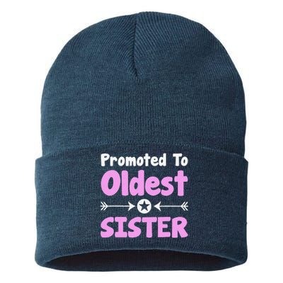 Promoted To Oldest Sister Older Sister Mother's Day Sustainable Knit Beanie