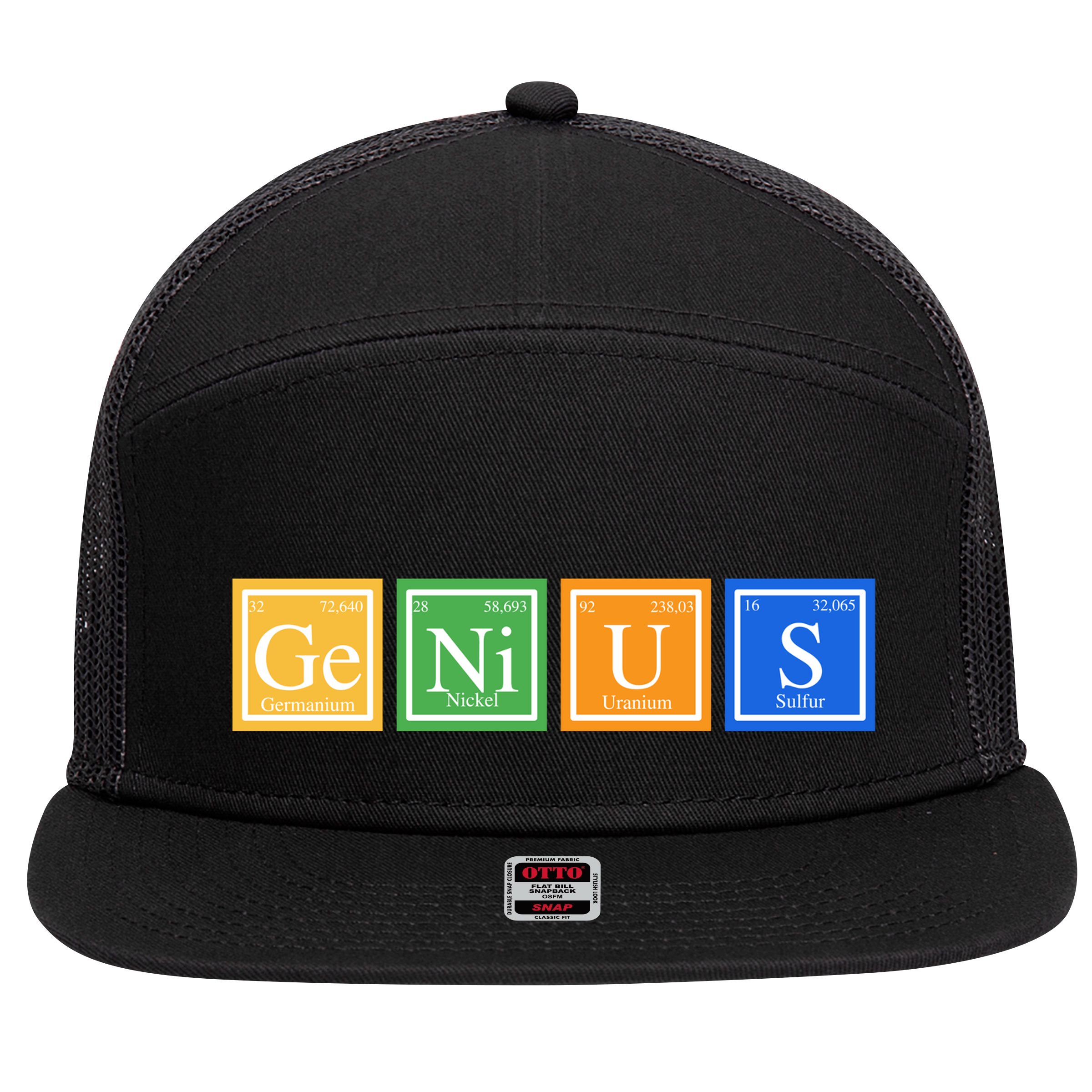 Periodic Table Of Elements 7 Panel Mesh Trucker Snapback Hat
